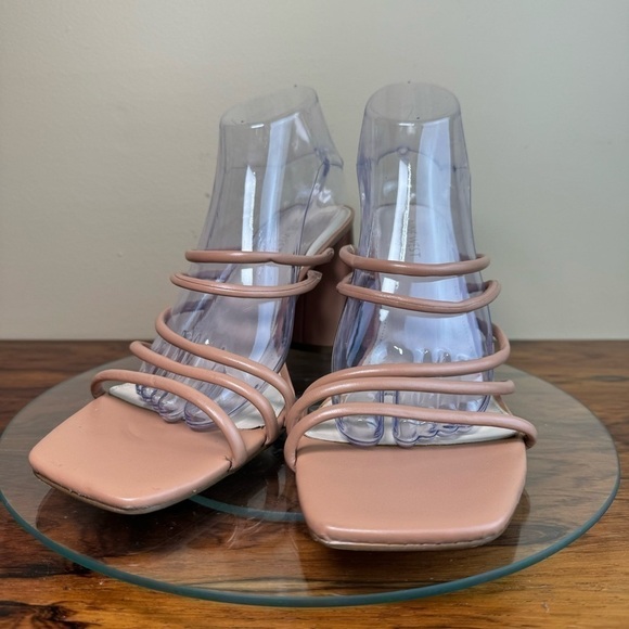 NINE WEST Strappy Open Toe Heel Sandals Platform Block Heels Size 12 - Picture 5 of 15